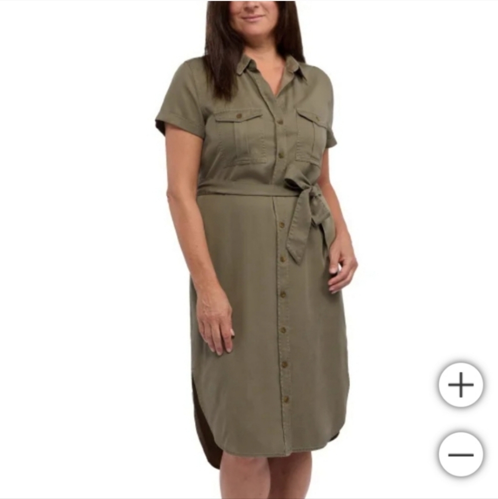 NWT Teddi Rose Women's Tencel Shirt‎ Dress Green